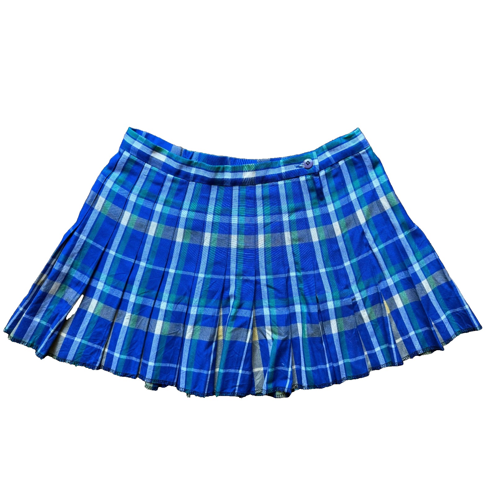 Pendleton Mini Skirt Womens 12 Blue Green Plaid Classic Pleated Skater 90s Y2k